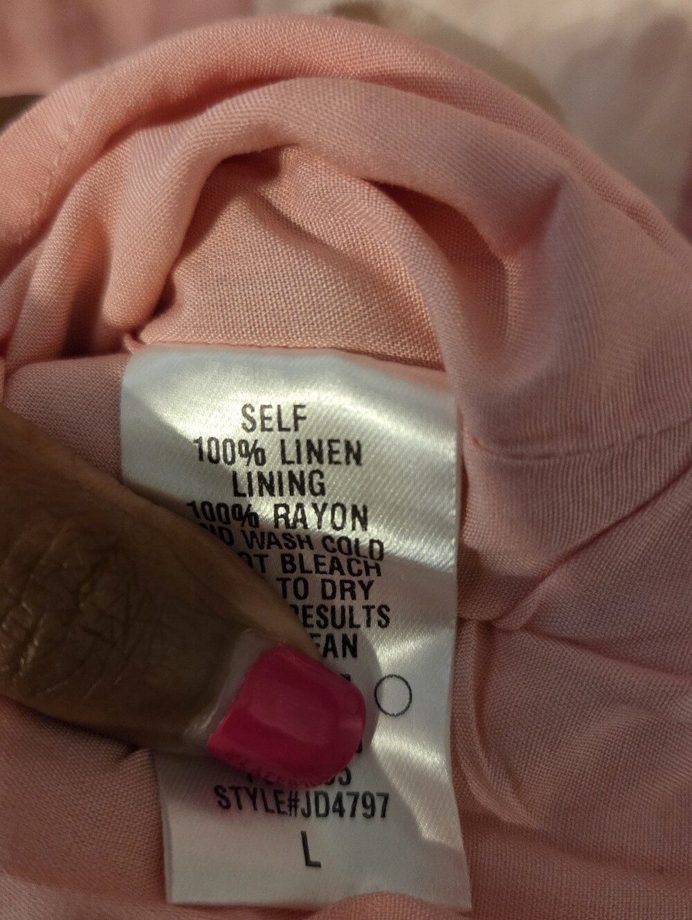 STORIA The Color Block Linen Women's Mini Boho Dress In Pink & Light Pink Sz L - Picture 8 of 8